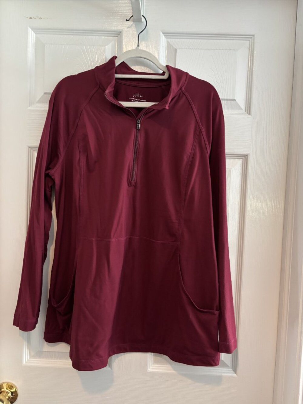 J.Jill Fit Out & About Popover Jacket in Burgundy Color